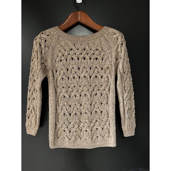 LAFAYETTE 148 New York mink Sequin Infinity Cable Metallic Sweater  Size XS - Picture 2 of 8